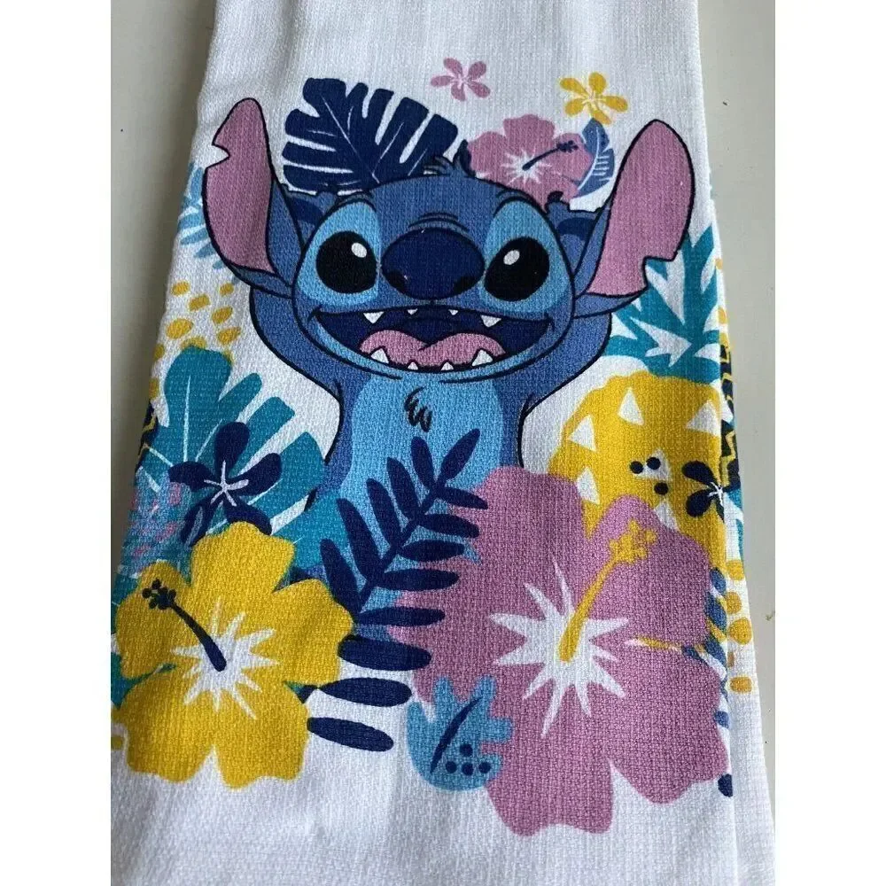 2 Pack Disney Lilo & Stitch Hand Kitchen‎ Towels Floral Tropical Colorful NEW